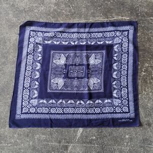 Vintage 60s Schneierson Fast Color Bandana Blue Paisley Handkerchief Selvedge